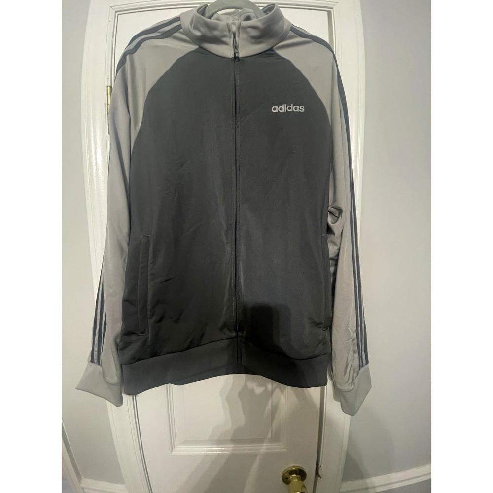 adidas Men's Full Zip Track Jacket Black/Gray Stand-Up Collar-see desc.